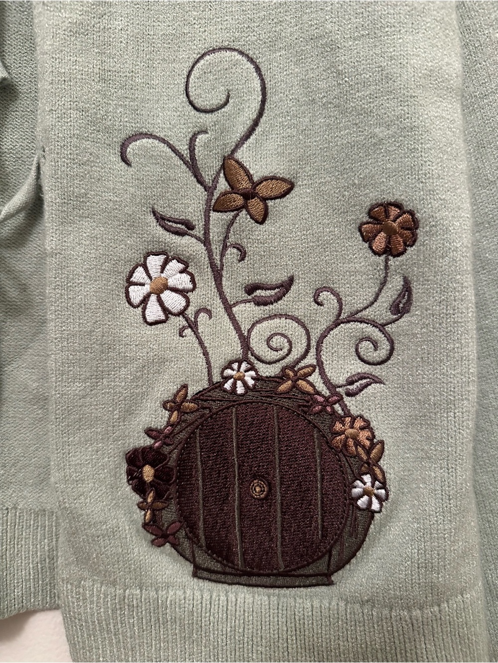 Her Universe The Lord Of The Rings Shire Tie-Front Bell Sleeves Sage Cardigan - Picture 2 of 7